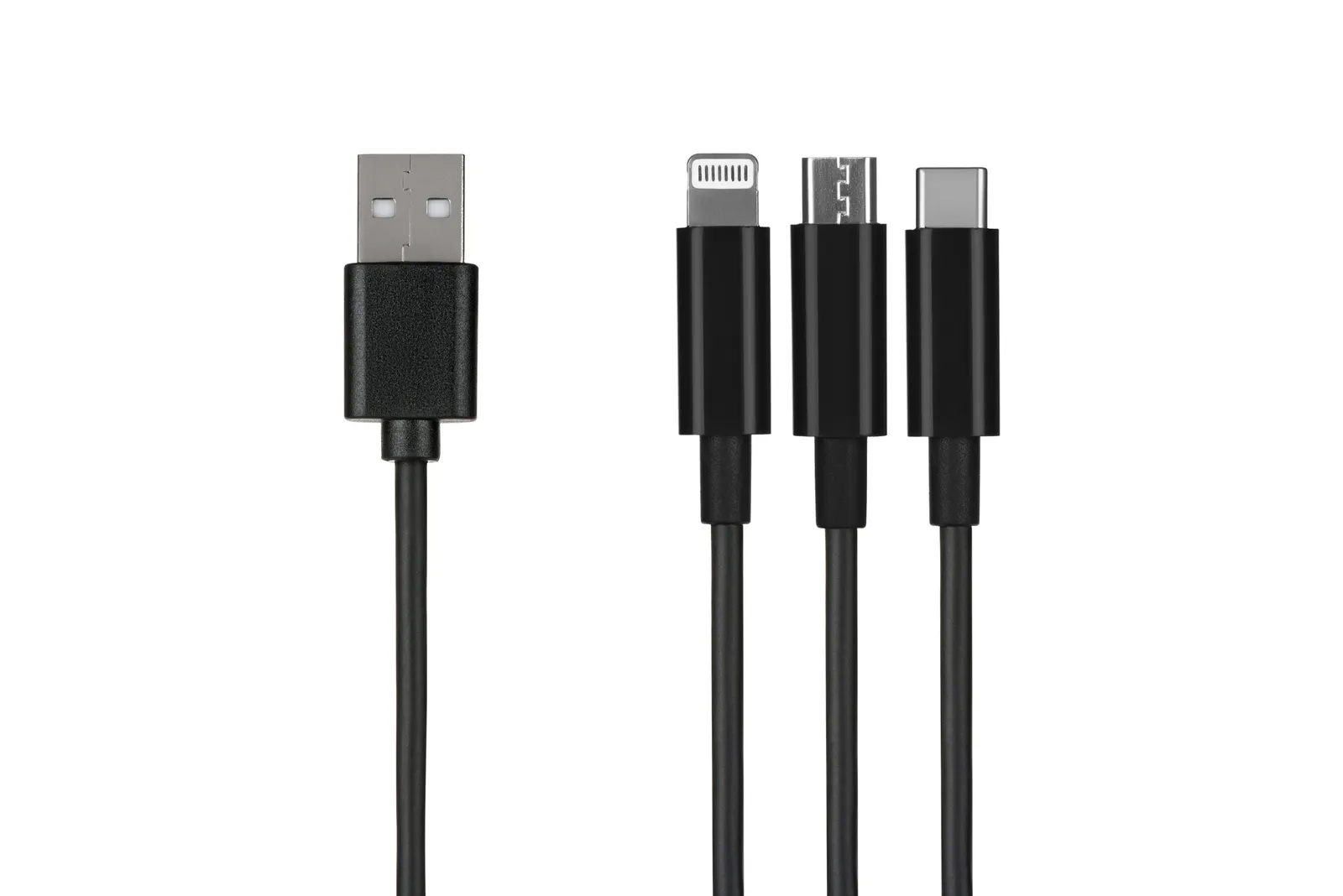 Cable 2E USB 3 in 1 Micro/Lightning/Type C, 5V/2.4A, Black,1.2m