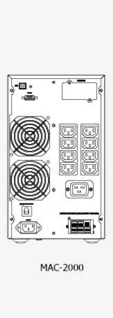 POWERCOM, MAC-2000, 2000VA/2000W, Online, Automatic and manual internal bypass, Black.