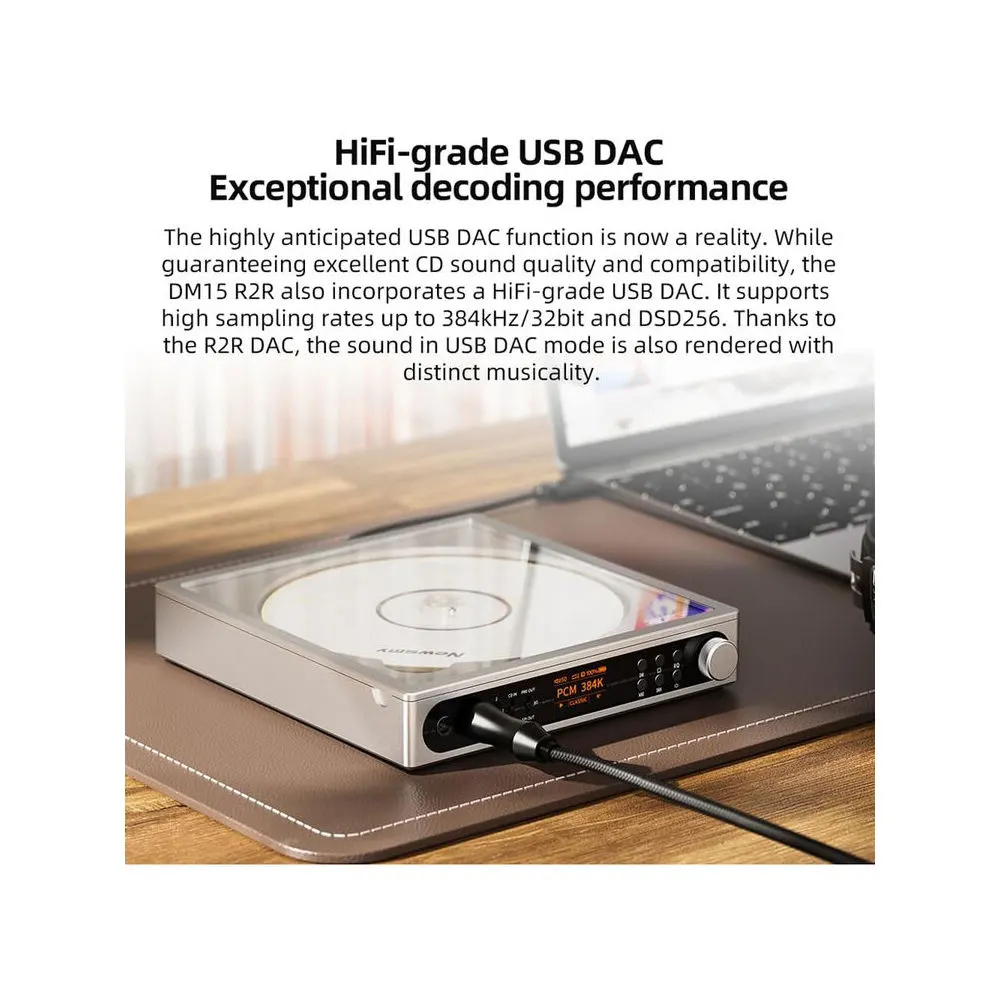 CD პლეერი FiiO DM15 R2R DAC Portable Bluetooth CD Player Hi-Res Silver