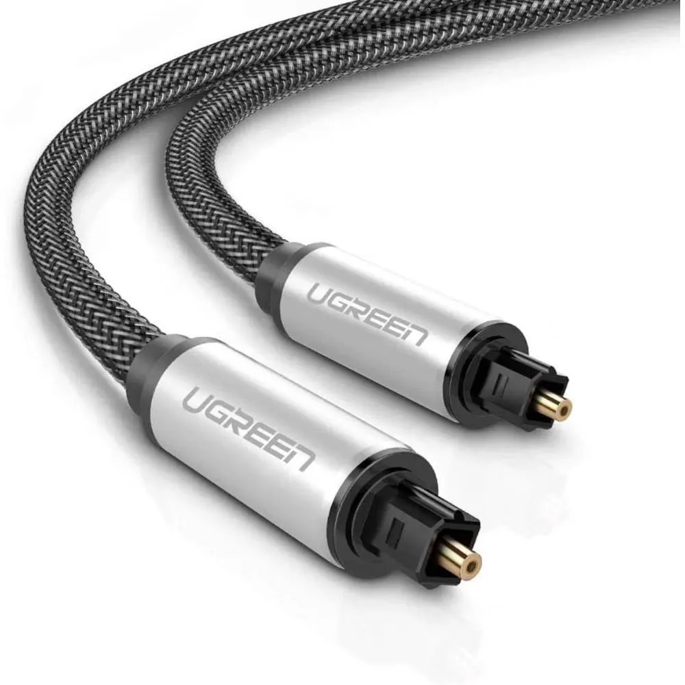 ოპტიკური აუდიო კაბელი UGREEN AV108 (10540), Toslink Optical Audio Cable, 2m, Black/Silver