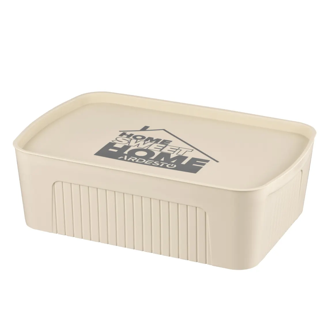 შესანახი კონტეინერი Ardesto Storage box with lid 45.5x31x14cm, 13l, plastic PP, beige