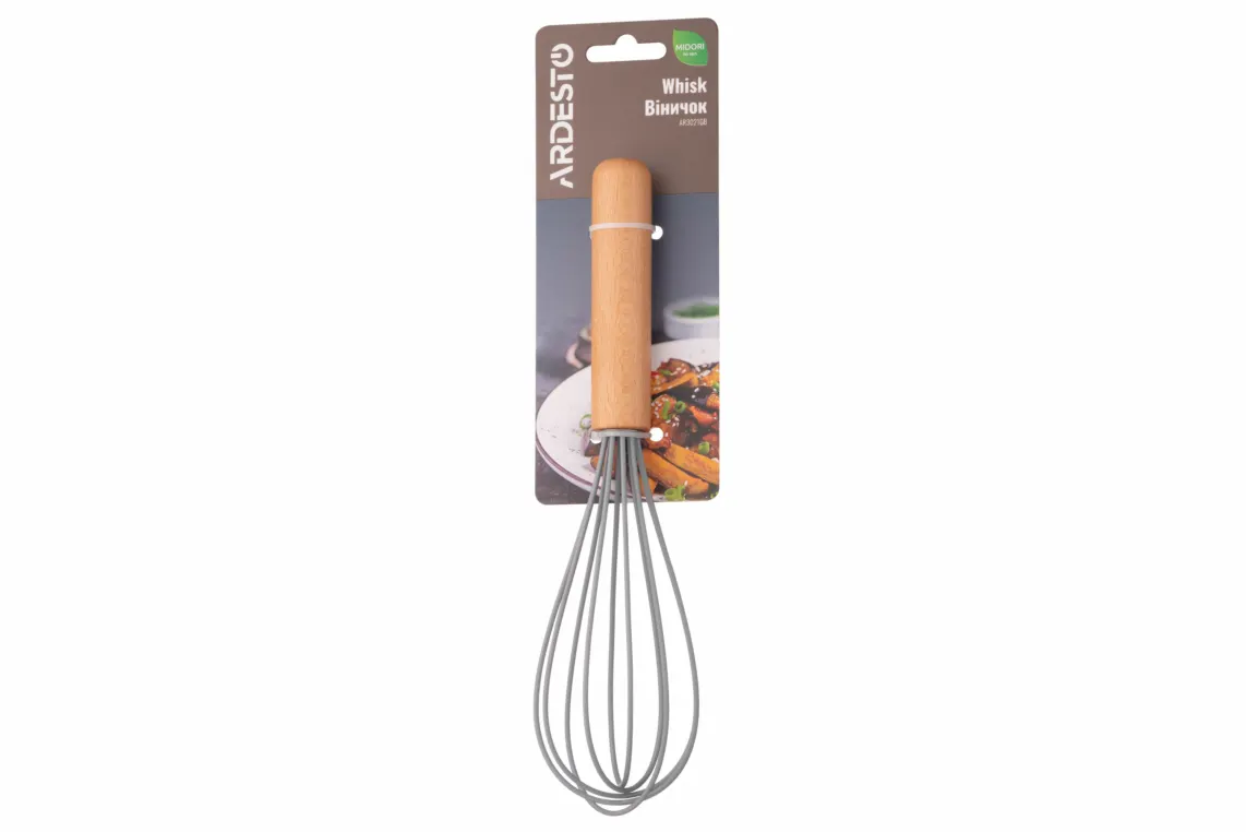 Ardesto Whisk Midori, 23.6cm, silicone, wood, gray