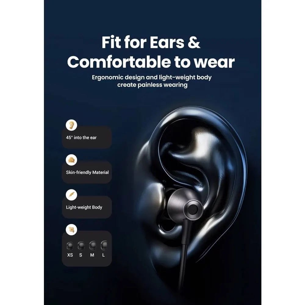 ყურსასმენი UGREEN EP105 (35754), In-Ear Headphones, Wired, Type-C, Black