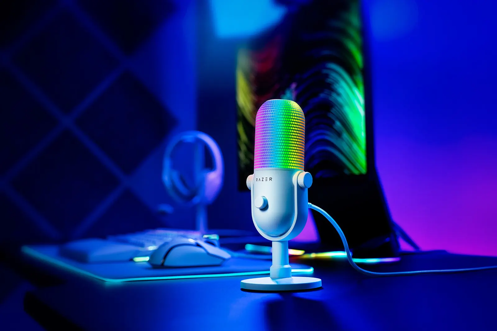 Razer gaming microphone Seiren V3 Chroma, Uni, RGB, USB-A, 2m, white