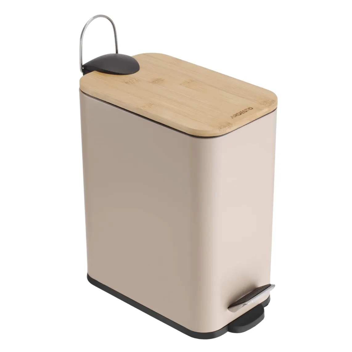 ნაგვის ურნა Step bin Ardesto Minimalism, 5l, metal, plastic, bamboo, beige