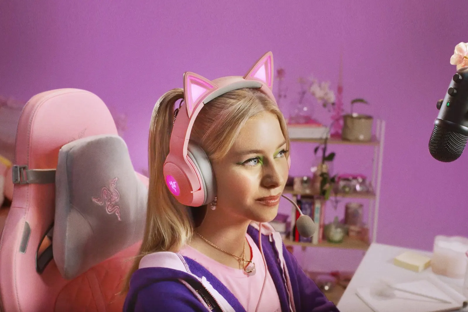 Razer Headset Kraken Kitty V2, RGB, USB, Quartz Ed