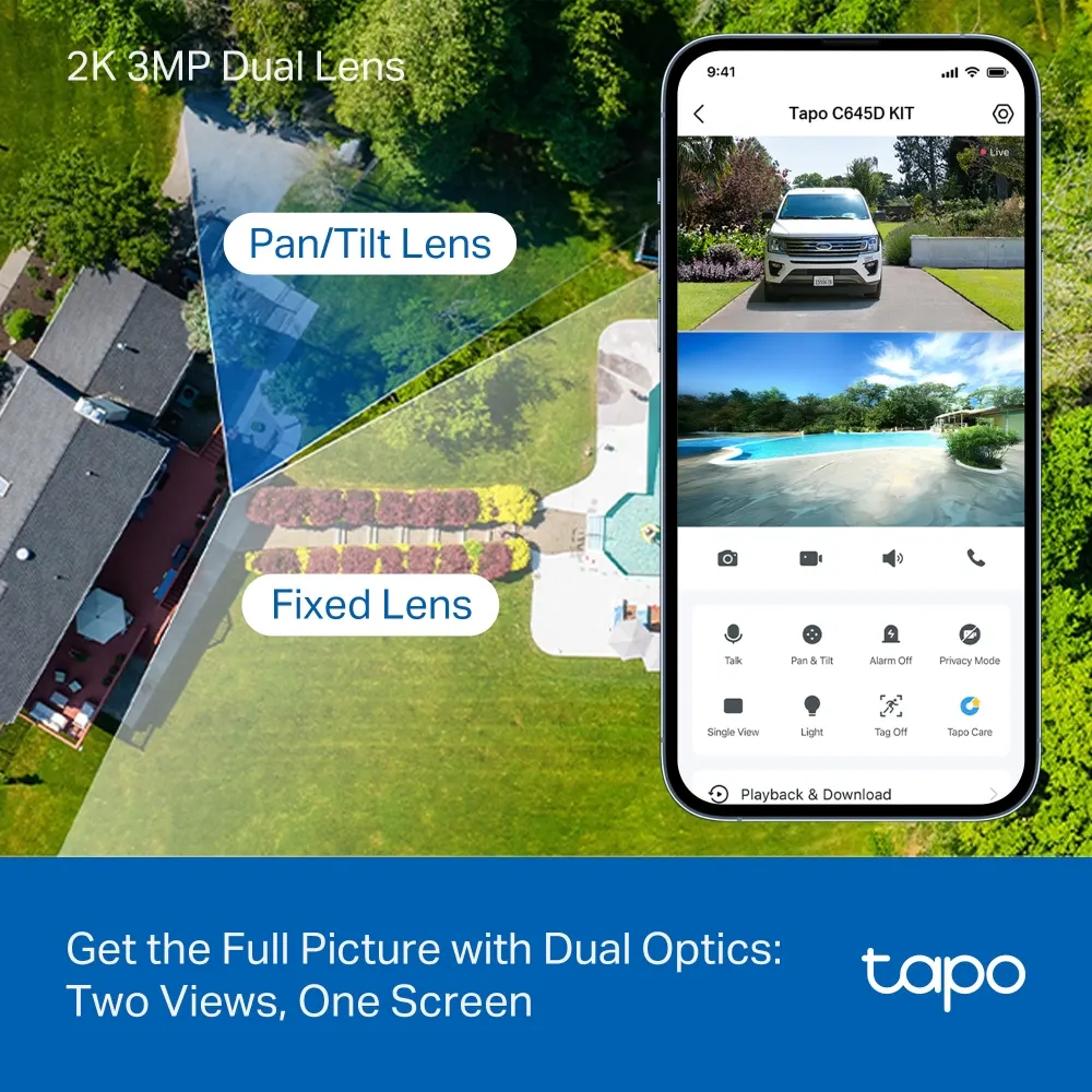 სმარტ კამერა TP-Link Tapo C645D Solar-Powered Dual-Lens Pan/Tilt Security Camera Kit