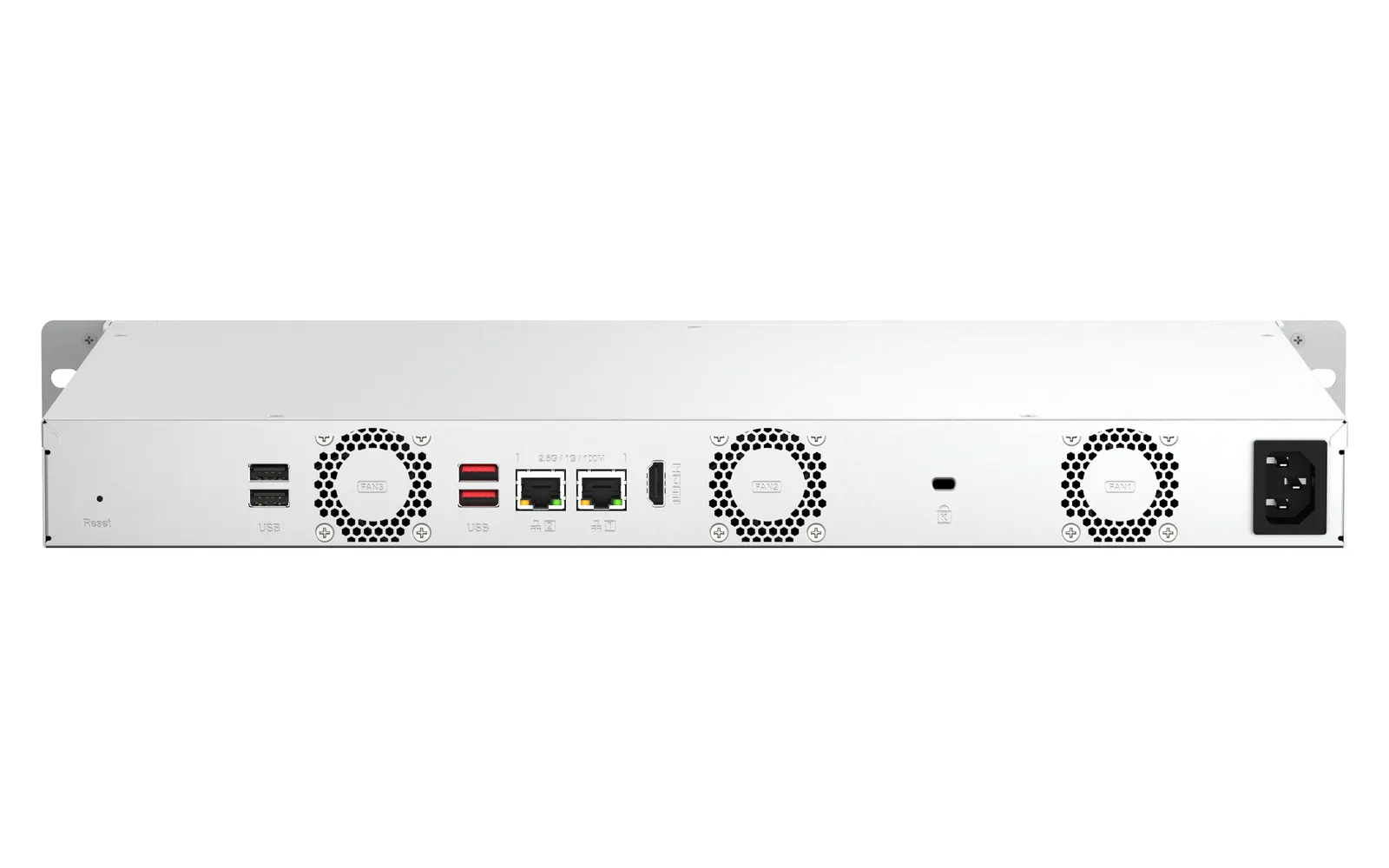 4-bay 1U short depth 12" rackmount NAS, Intel Celeron N5105/N5095 quad-core, burst up to 2.9 GHz; 4GB RAM (2 x SODIMM slots, max 16GB total); 4 x