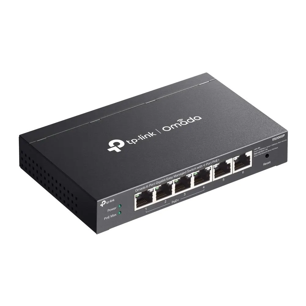TP-Link, Omada ES206GP, 6-Port Gigabit Easy Managed Switch with 4-Port PoE+