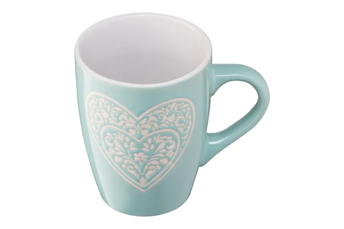 კათხა Mug ARDESTO Heart, 330ml, ceramics, light blue