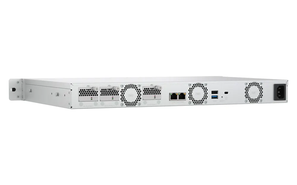 1U 4-bay 3.5" SATA + 3 x E1.S/PCIe M.2 2280 short depth 12" rackmount NAS, Intel Atom x7405C quad-core, 8GB RAM SODIMM DDR5 (1 x DDR5 SODIMM slots
