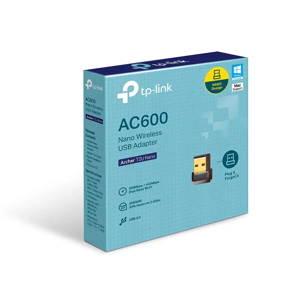 TP-Link, Archer T2U Nano, AC600 Nano Wireless USB Adapter