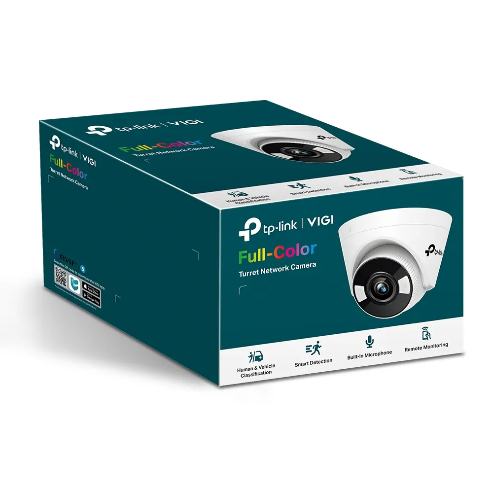 TP-LINK VIGI C430 Full-Color Turret Network Camera - Indoor, 3MP, 2560 × 1440, 4mm Lens, 106.9° Diagonal Viewing Angle, Full-Color Night Vision, IR