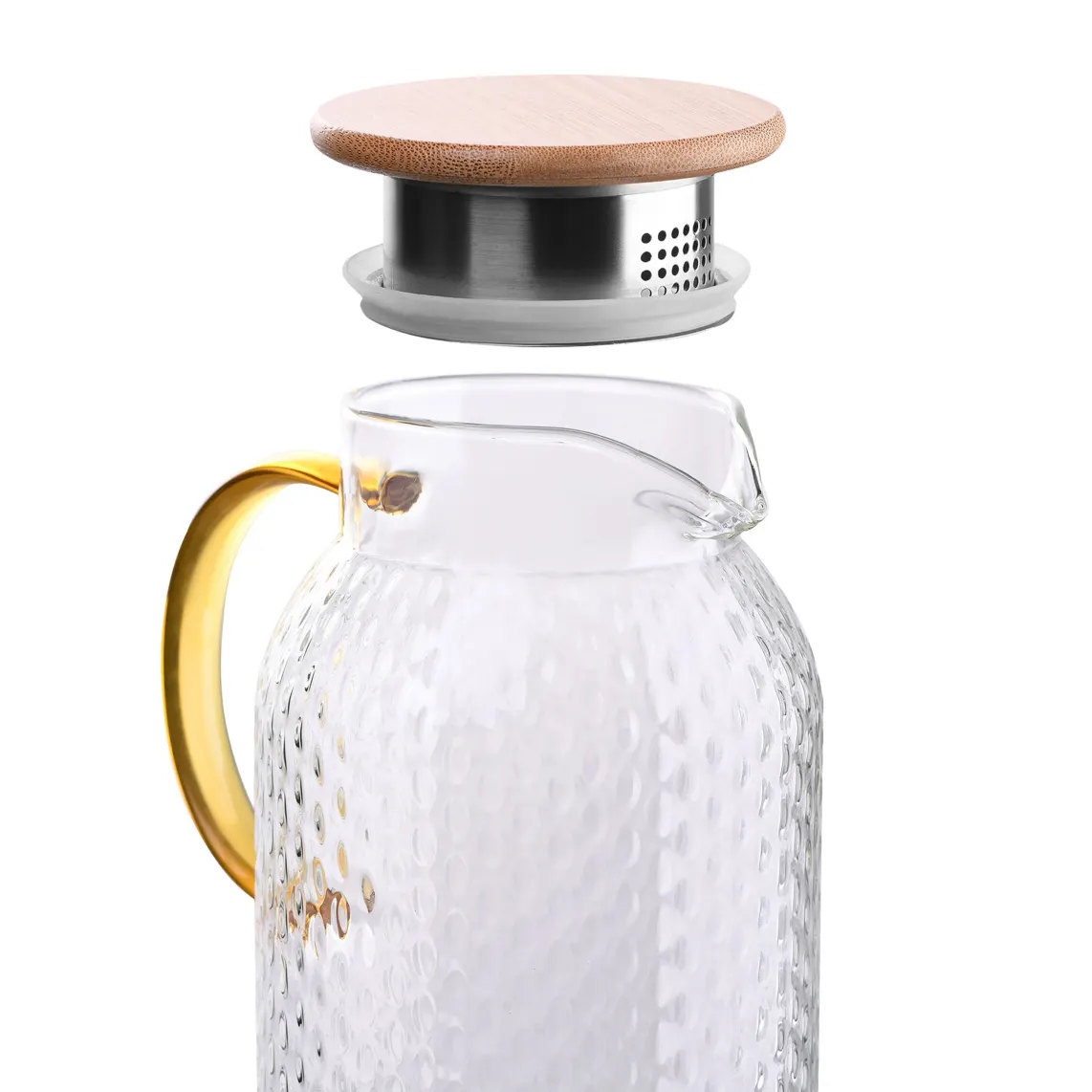 დოქი Ardesto Pitcher with lid Dew 1500ml, borosilicate glass, stainless steel, bamboo, transparent