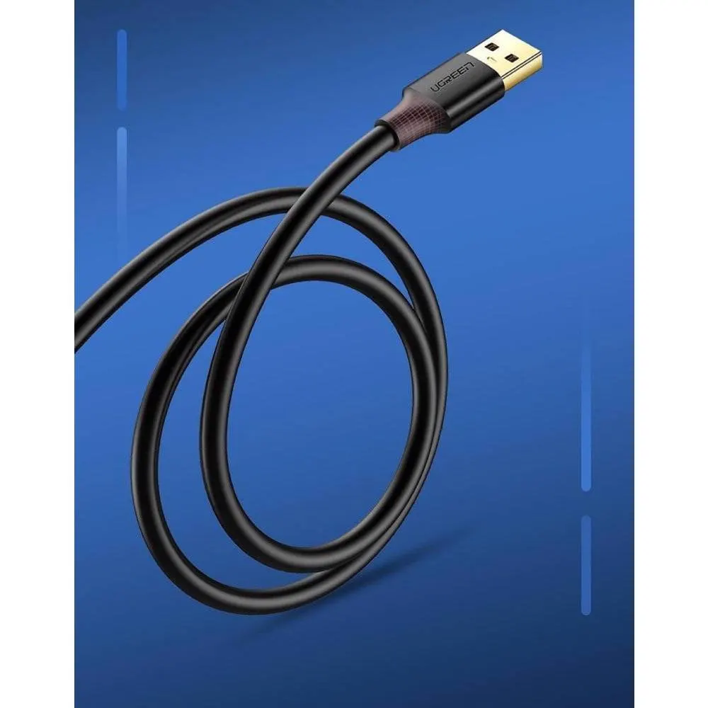 USB დამაგრძელებელი UGREEN US129 (10373), USB 3.0 Male to USB Female, Extension Male Cable, 2m, Black