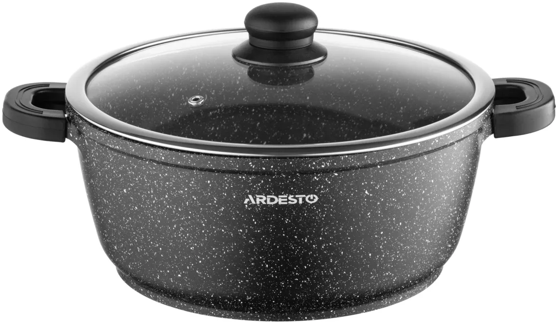 Casserole with glass lid ARDESTO Gemini Anzio, 5l, aluminium, black
