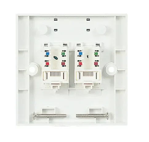 LAN როზეტი Fixed Wallplate 2xRJ45 568B, STP, PowerCat 5e, White