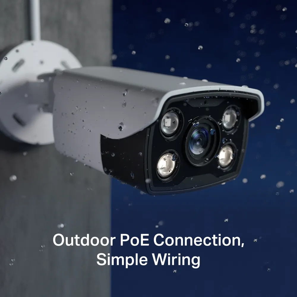 IP კამერა TP-Link VIGI C340 Full-Color Bullet Network Camera - Outdoor, 4MP, 2560 × 1440, 2.8mm Lens, 122° Diagonal Viewing Angle, Full-Color Night Vision, IR Cut Filter, RJ-45, IP66 Waterproof, PoE/12V DC, Two-Way Audio