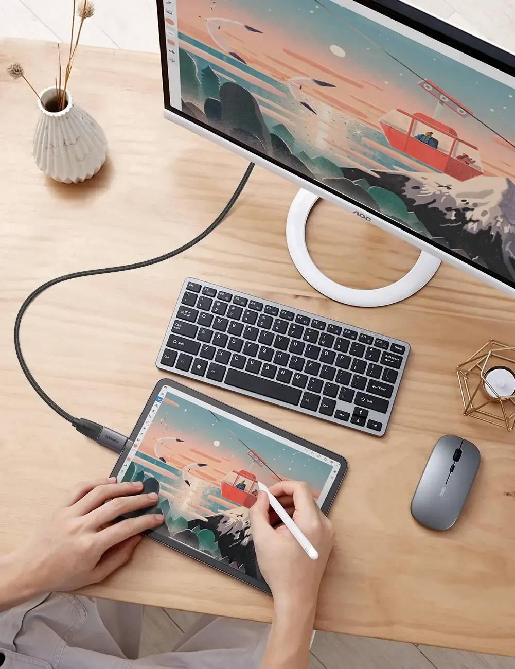 USB-HDMI ადაპტერი US320, UGREEN, Adapter, Type-C to HDMI Adapter, Space Gray.