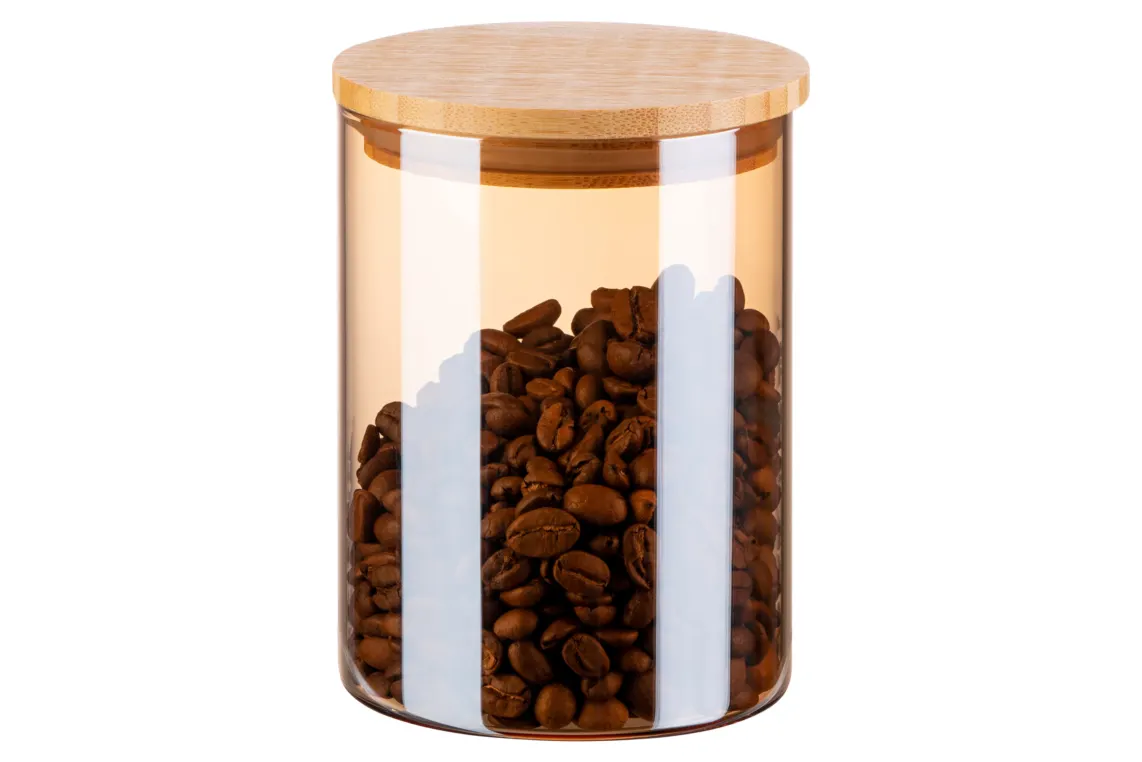 შუშის ქილა Jar ARDESTO Golden Moon, 540ml, glass, bamboo, round, golden