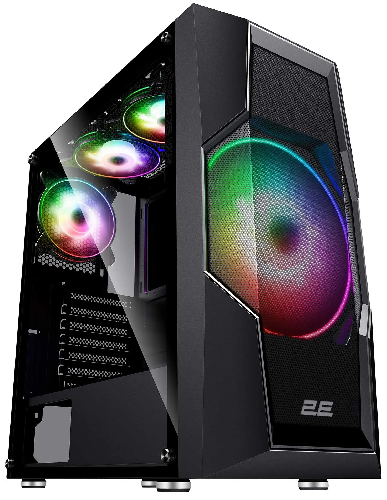 ქეისი 2E GAMING Computer case TURBO (G2057B) , MidT, 2xUSB2.0,1xUSB3.0, 1x200+3x120ARGB,TG (side panel),without PSU,black
