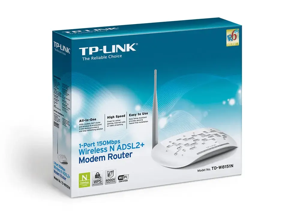TD-W8151N, TP-Link,150Mbps Wireless N ADSL2+ Modem Router