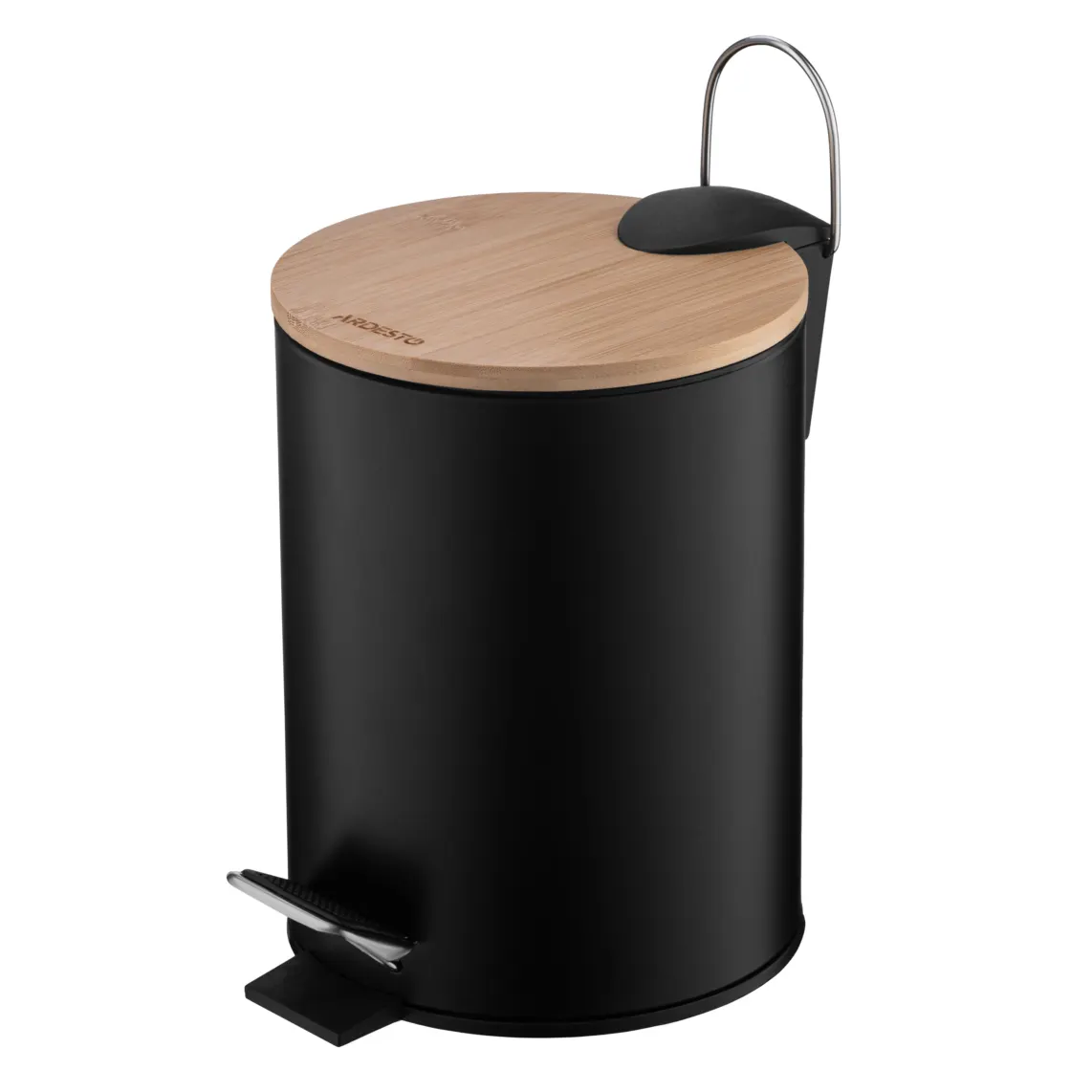 ნაგვის ურნა Step bin ARDESTO Minimalism, 3l, metal, plastic, bamboo, black
