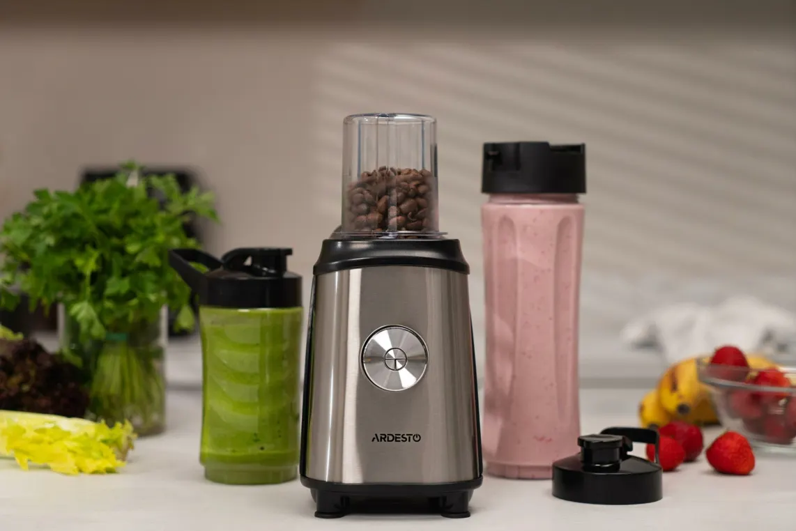 ბლენდერი Ardesto Blender for smoothies BG-F350, 350W, 2in1, bottle-600ml, bottle-300ml, coffee grinder, black+silver