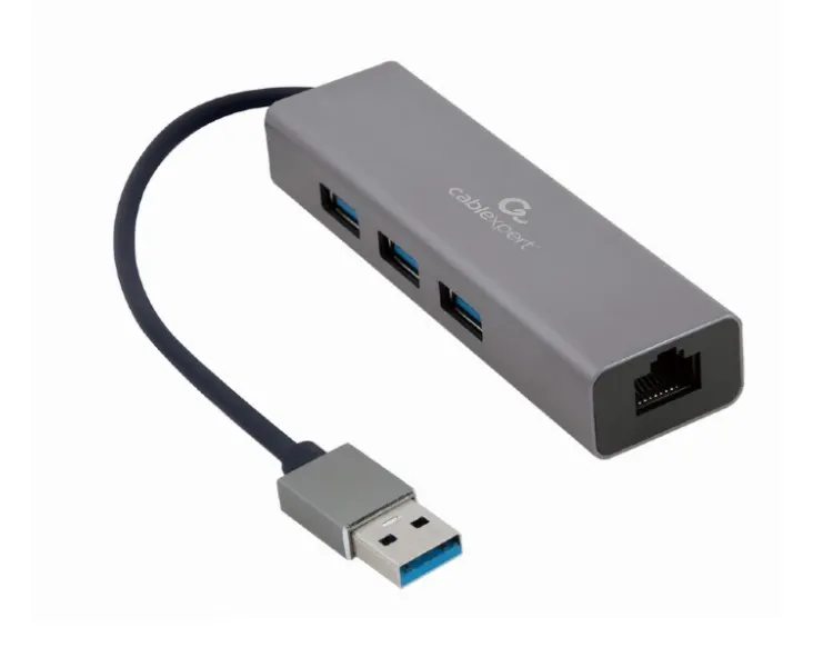 ადაპტერი Gembird A-AMU3-LAN-01 USB AM Gigabit network adapter with 3-port USB 3.0 hub