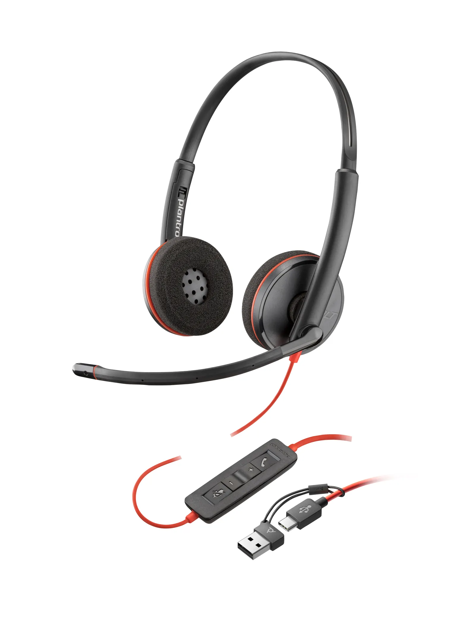 Poly BlackWire 3220 Wired On-ear Black