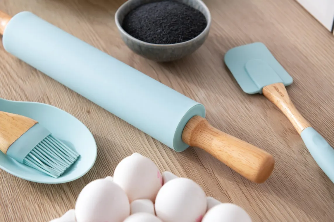 საგორებელი Ardesto Rolling Pin Tasty baking , blue, 43,5 cm, silicone, wood
