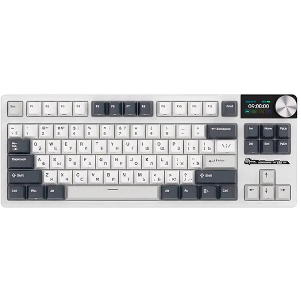 კლავიატურა Royal Kludge RK S85 RGB Mechanical Keyboard, Cloud Switch, Hot Swappable, Wireless, Type-C, Bluetooth, 2.4GHz, White Night