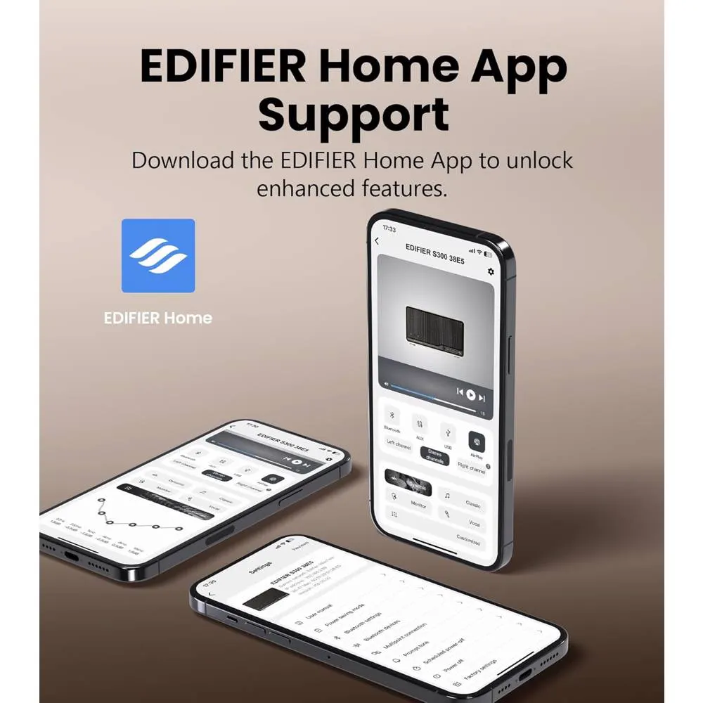 დინამიკი Edifier S300, 80W, Bluetooth, Wi-Fi (Apple AirPlay), USB-C, AUX, Tabletop Speaker, Ivory
