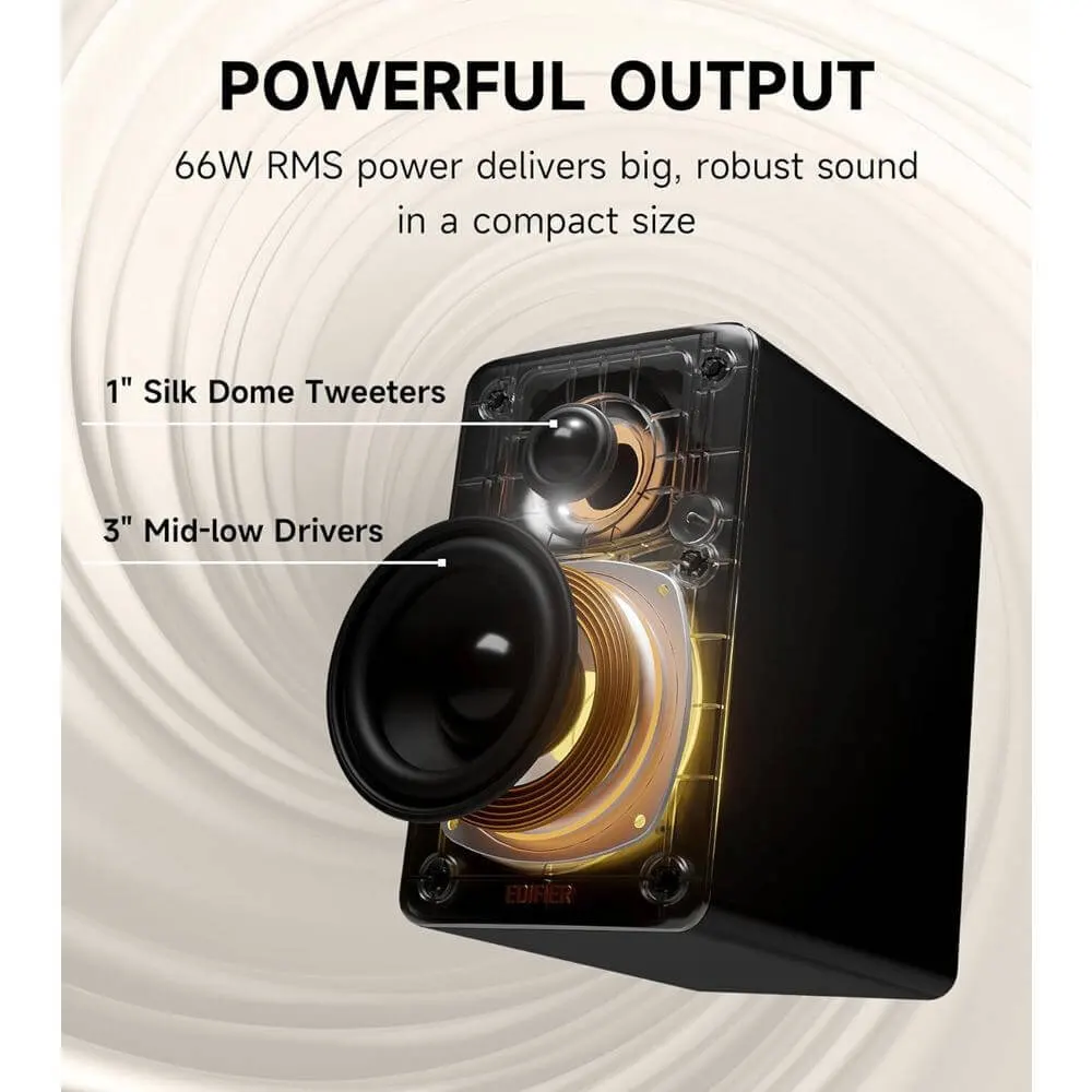 დინამიკი Edifier M60, 66W, Type-c, AUX, Bluetooth, Compact Desktop Speakers, Black