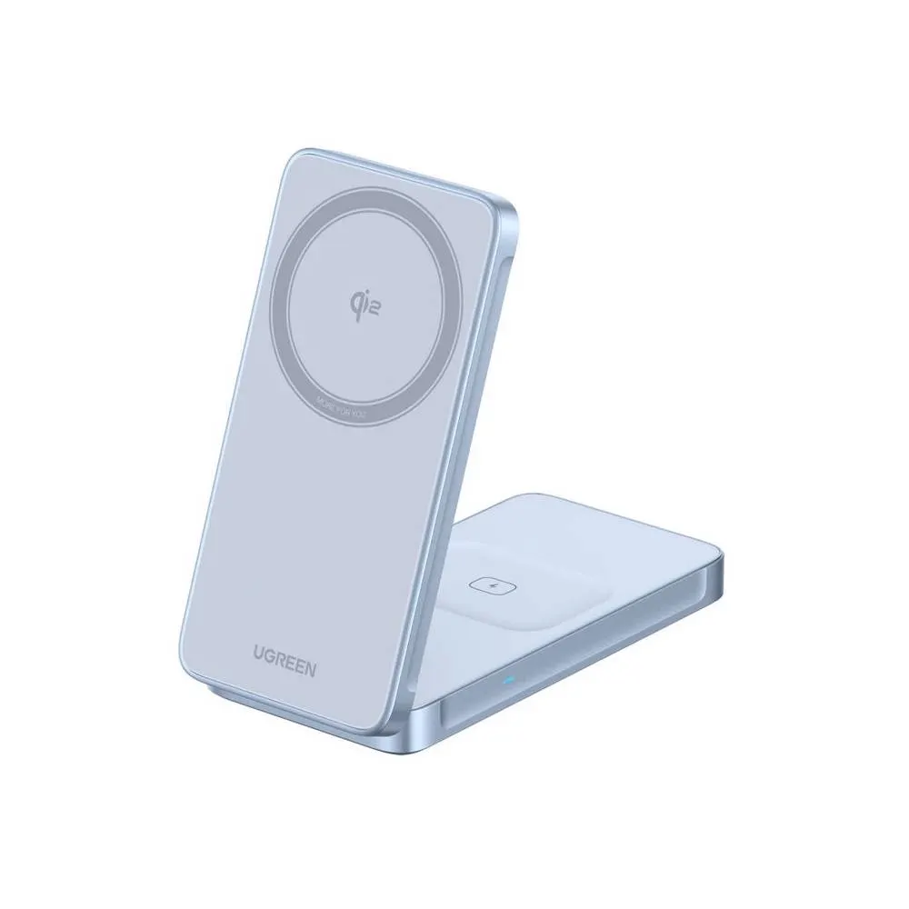 უსადენო დამტენი UGREEN W756 (55963) MagFlow, 25W, 2-in-1 Magnetic Wireless Charger, Blue