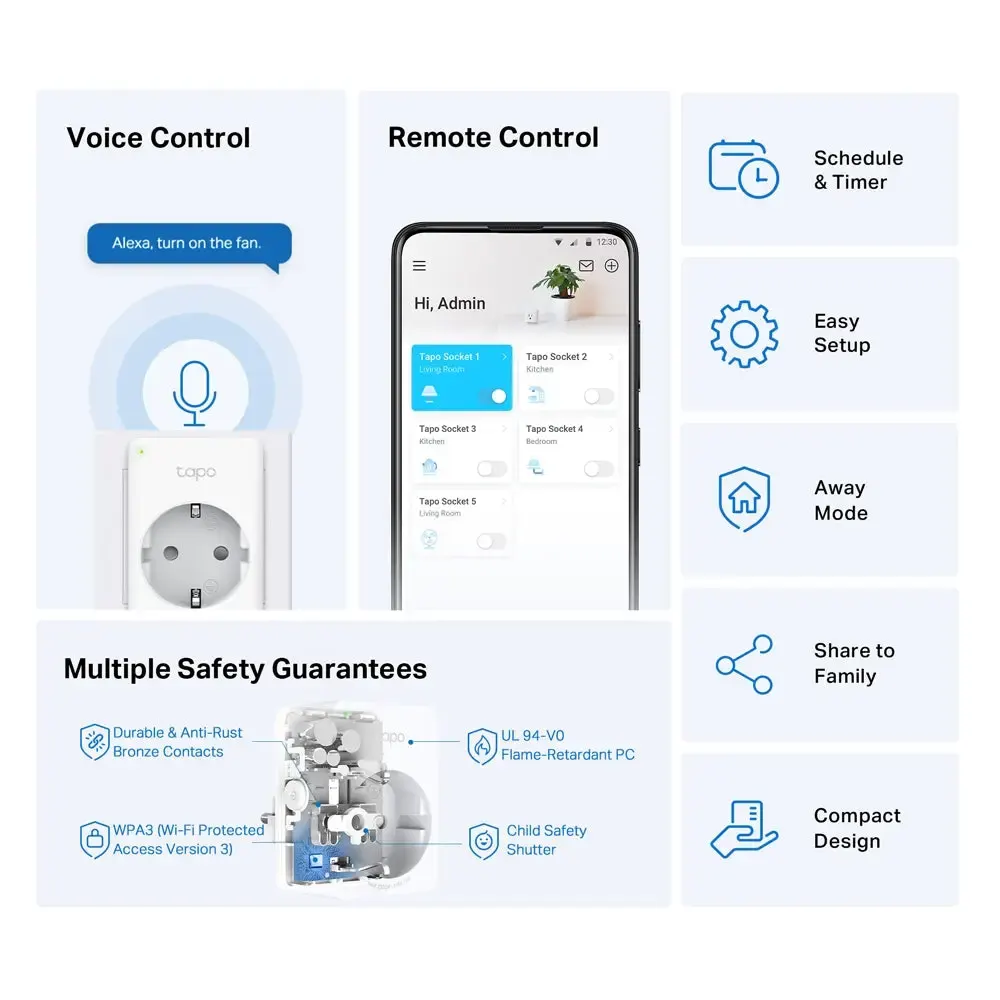 ჭკვიანი შტეფსელი TP-LNK Tapo P100 UK (10A) Smart Plug