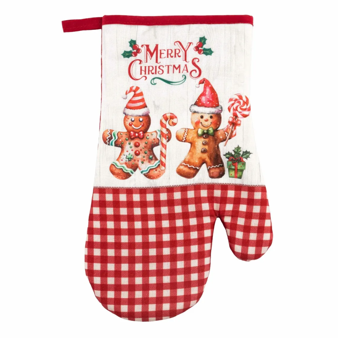 Ardesto Kitchen gift set Christmas Gingerbread, 3pcs, 100% cotton (towel), 100% polyester (pot holders), red