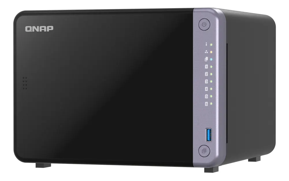 6-bay 3.5" desktop NAS, AL524 4C 2.0GHz, 4GB DDR4 RAM (max 16GB), 2 x 10GbE SFP+, 2 x 2.5GbE, 1 x PCIe Gen3, 2 x USB 3.2 Gen1