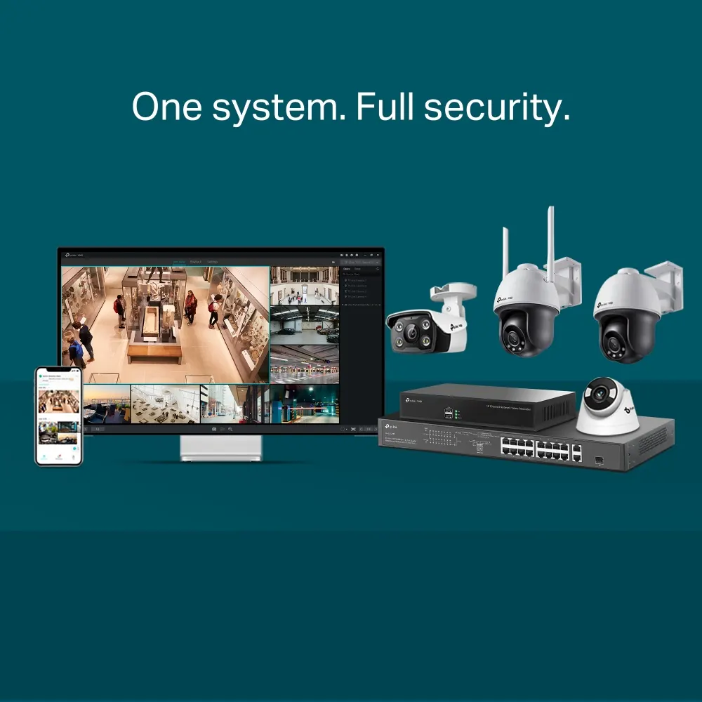 TP-Link VIGI C540-W Full-Color Wi-Fi Pan Tilt Network Camera - Outdoor, 4MP, 2560 × 1440, 4mm Lens, 93° Diagonal Viewing Angle, Full-Color Night