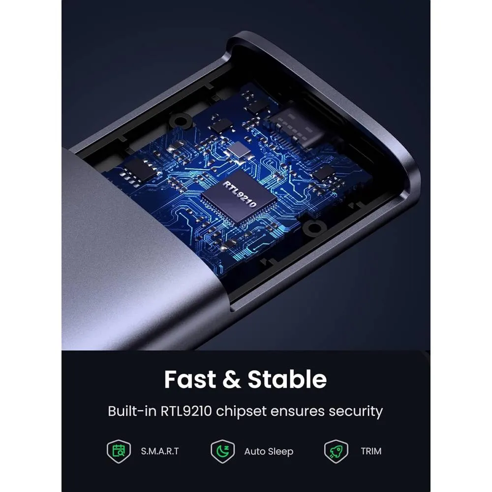 მყარი დისკის ქეისი UGREEN CM767 (35267), M.2 NVMe SSD Enclosure, Grey
