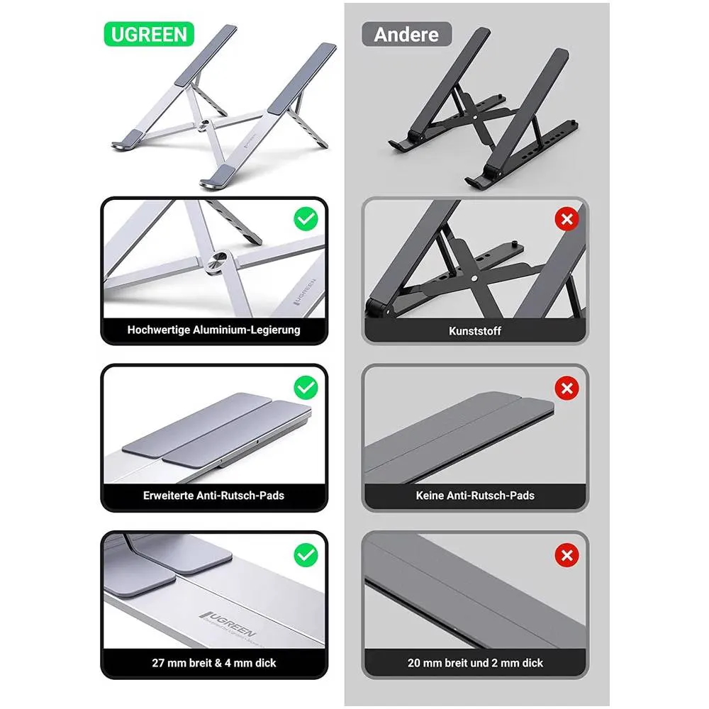 ნოუთბუქის სადგამი UGREEN LP451 (40289) Foldable Laptop Stand, Silver