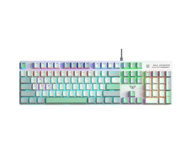 კლავიატურა AULA S500 Zoned RGB Wired Mechanical Gaming Keyboard Dark Green/Light Green/White (Blue switch)
