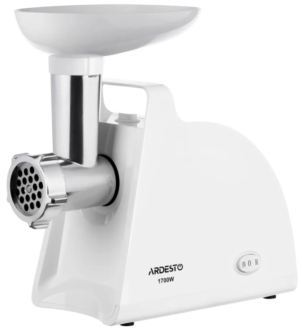 ხორცსაკეპი მანქანა Ardesto meat grinder, 1700W, 1.6kg/min, 2 cutting plates, sausages nozzle, plastik, white