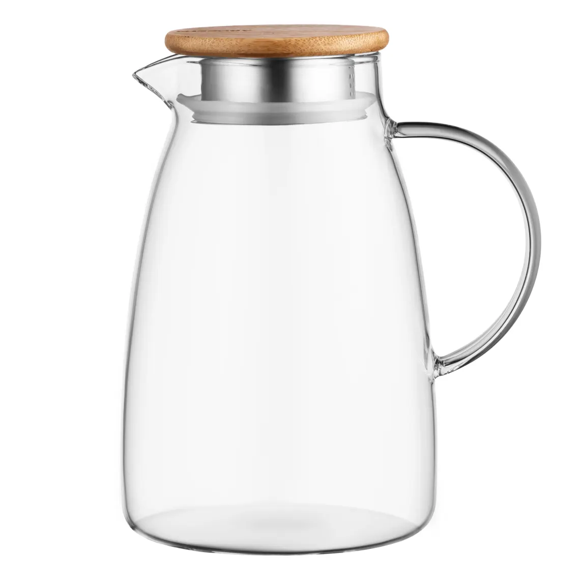 დოქი Pitcher with lid ARDESTO 1500ml, borosilicate glass, bamboo, transparent