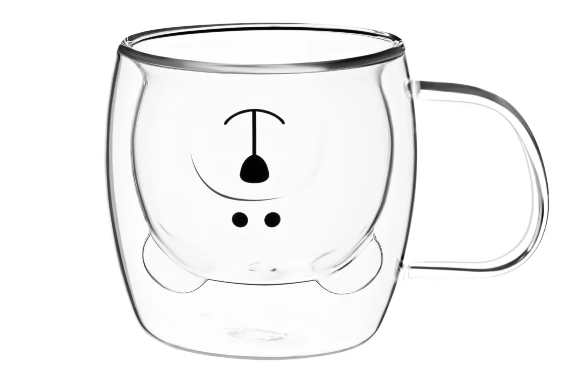 Ardesto Double wall borosilicate glass mug set Animals, 250 ml, 2 pcs, with handles