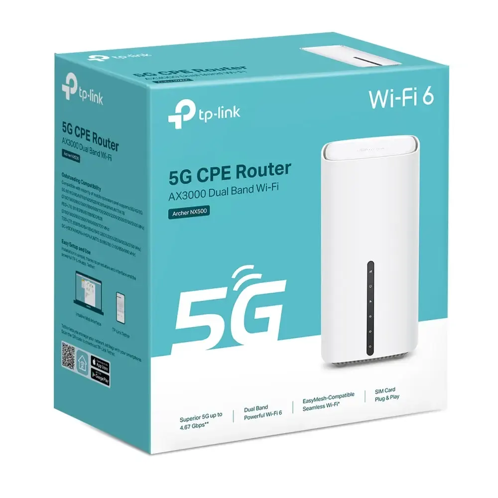 TP-Link, Archer NX500 5G LTE WiFi Router, AX3000 Wireless Dual-Band Gigabit Router