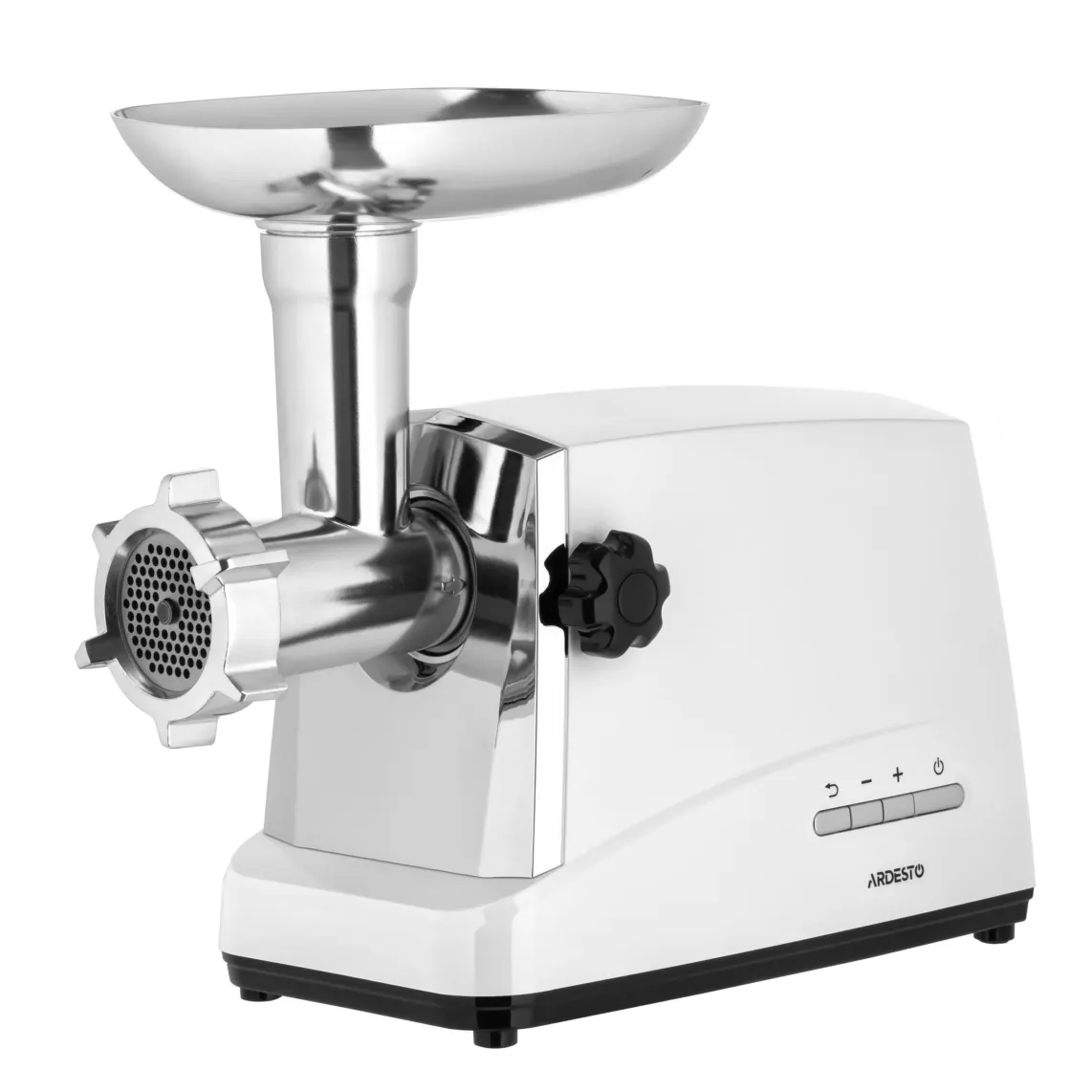 ARDESTO Meat grinder , 1750W, 2kg/min, 3 cutting plates, sausages nozzle, 4 veg.slicer, plastik, white-silver