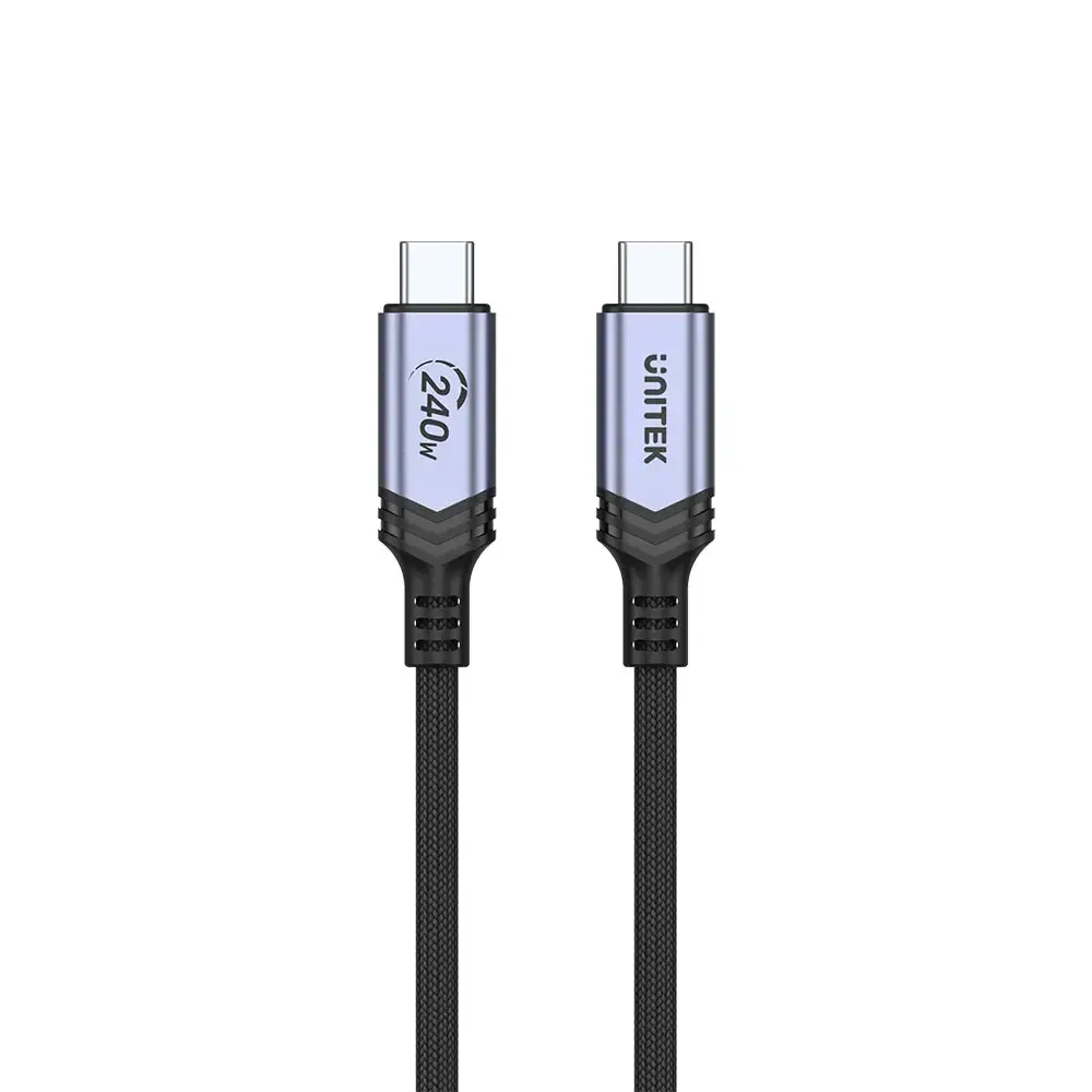 C14110GY-2M,UNITEK 2M, CM to CM Power Delivery 3.1 240W Charging Cable, Black