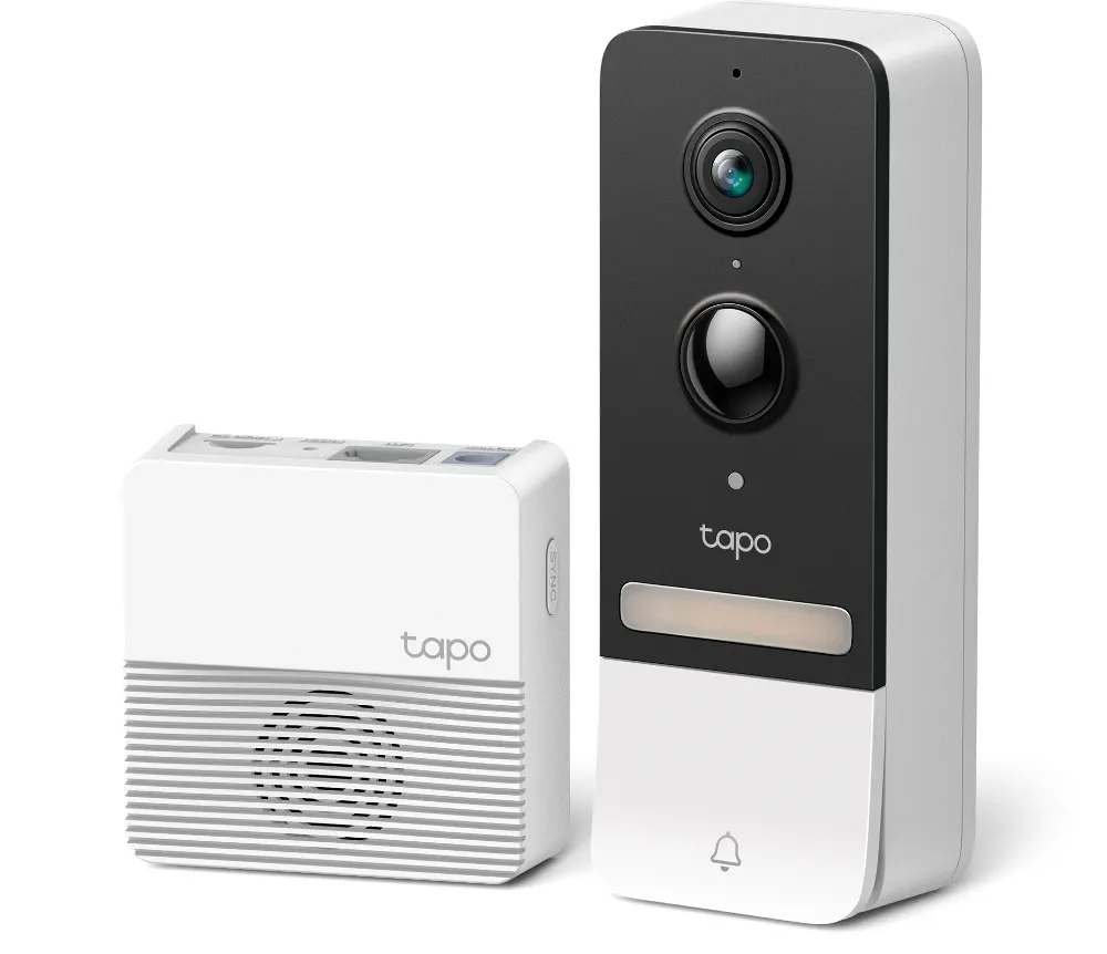 ვიდეოზარი TP-Link Tapo D230S1 Video Doorbell - 2K 5MP (2560 × 1920), 180 Days Battery Life, SD-Card Slot On Hub (Up to 512GB), 160° Viewing Angle, IP64 Waterproof, Two-Way Audio, Hub Requaired - Included