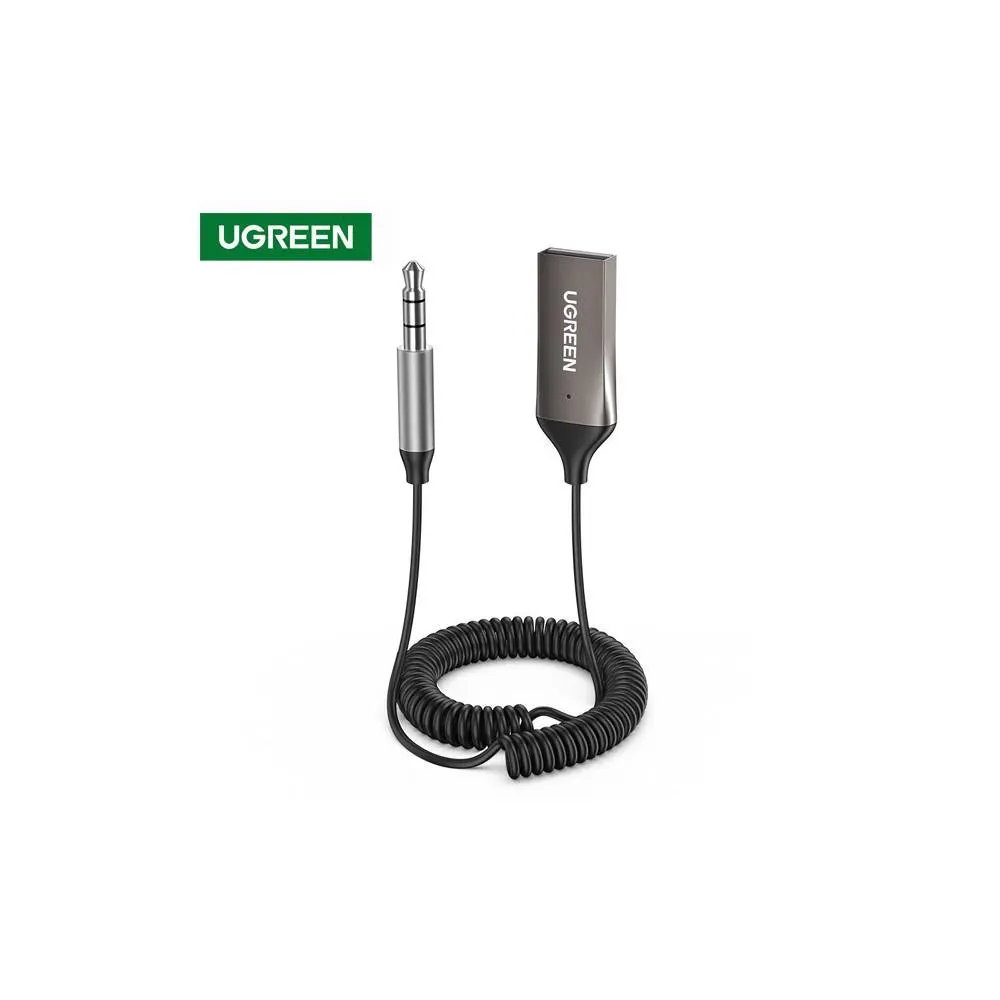 Bluetooth მიმღები UGREEN CM309 (70601), USB to Aux Car Bluetooth 5.0 Receiver, Audio Adapter, Black